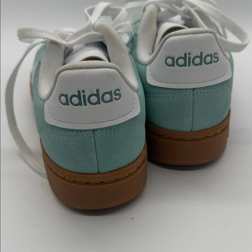 adidas Mint Green Suede Sneakers with White Stripes and Gum Sole NWOT - Picture 2 of 8